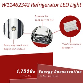 2025 Upgrade W11462342 Refrigerator LED Light Module*5 Replacement W10607479 W10908166 W10843339 PS16218086 AP6989197 4959065 Compatible with Whirlpool Kitchenaid Kenmore Refrigerator 2-Year Qa