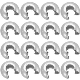 SUNNYCLUE 1 Box of 120 Pieces 4 mm Crimp Bead Covers, Half Round Open Crimp Beads, Knot Cover, Small Metal End Caps, Stainless Steel Spacer Beads Cover for Jewellery Making, DIY Crafts