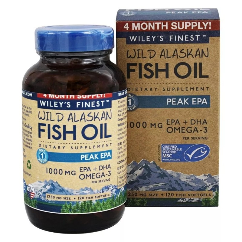 Wiley's Finest Wild Alaskan Fish Oil 1000mg EPA + DHA