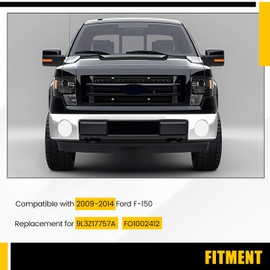 KUAFU Front Bumper Face Bar Compatible with 2009-2014 Ford F150 F-150 W/O Fog Light Holes Replacement for 9L3Z17757A FO1002412 Chrome Steel Silvery 3Pcs