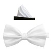 Tieworld Men's Formal Tuxedo Banded Pre-Tied Bow Tie Set, Blanco
