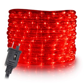 WYZworks 50 ft Red PRE-Assembled LED Extendable Rope Lights - 2 Wire Christmas Holiday Decoration Indoor/Outdoor Lighting | ETL Certified