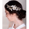 Chargances Gold Flower Crystal Hair Comb for Wedding Bridal Leaf