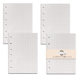 Notepad Refill, A7, Mini 6 Holes (Set of 4), 0.2 inch (5 mm) Square Rule, System Notebook Refill, DY.2ten A7, Pocket Size, Cream, 180 Notebooks