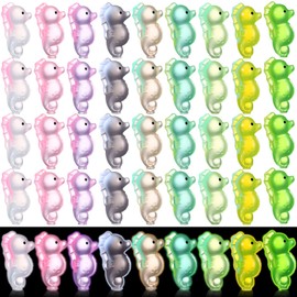 Geelin 45 Pcs Luminous Mini Resin Seahorse Tiny Resin Seahorse Glow in The Dark Miniature Marine Figurines Ocean Animals Figurines for DIY Aquarium Fish Tank Potted Micro Fairy Dollhouse Garden Decor