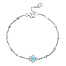 YFN 925 Sterling Silver Sun Created Turquoise Bracelets for Women Jewelry (sun)
