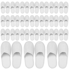 24 Paar Frottee Slipper, Hotelslipper, Weiße Gästehausschuhe Set, 4mm Hausschuhe geschlossen, Badeschlappen, Frottierslipper Unisex für Hotel Salon Spa Zuhause, Einweg Hausschuhe