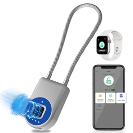 Fingerprint Cable Lock, Eseesmart Long Shackle Fingerprint Padlock with APP Control, Cabinet Lock, Luggage Lock, Outdoor Waterproof Padlock for Gym Locker, Luggage Suitcase, Cabinets, Gate, Blue