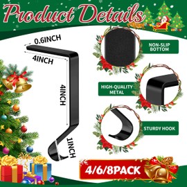Palonu Christmas Stocking Holders Mantel Stcoking Hangers Metal Ornament Hooks Fireplace Hanger Grip for Christmas Party Decorations (4, Black)
