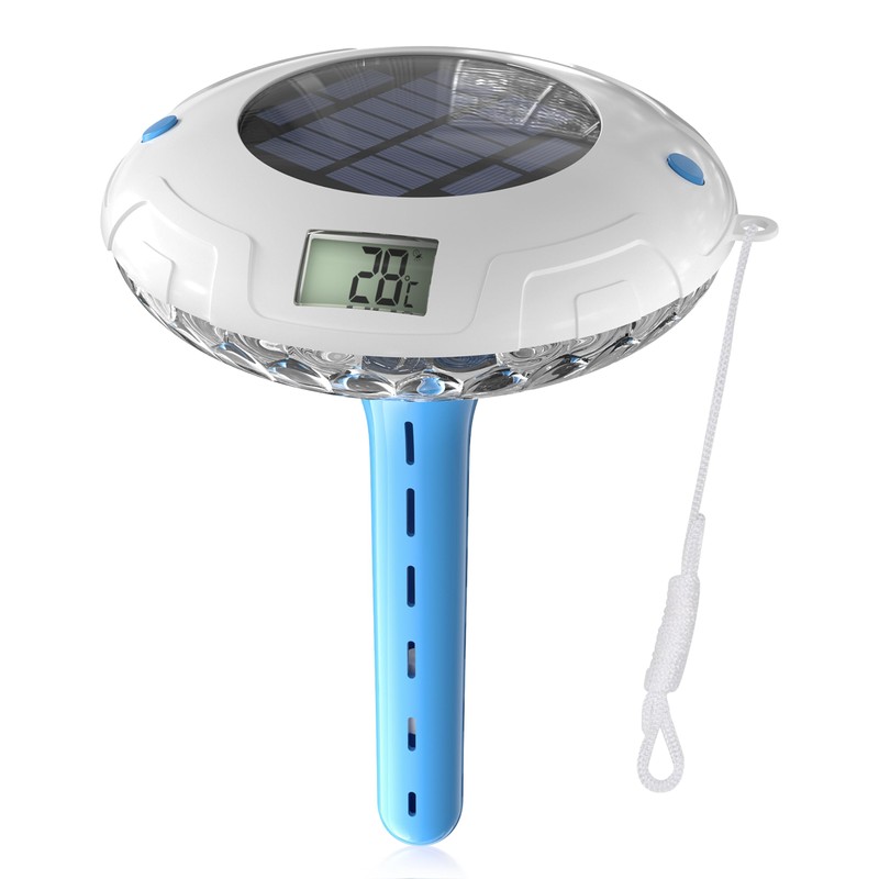 PoolPrime Pool Thermometer Easy to Read, Solar Pool Light with