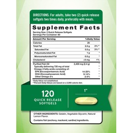 Nature's Truth Omega 3 Fish Oil 120 Softgels with Natural Lemon Flavor