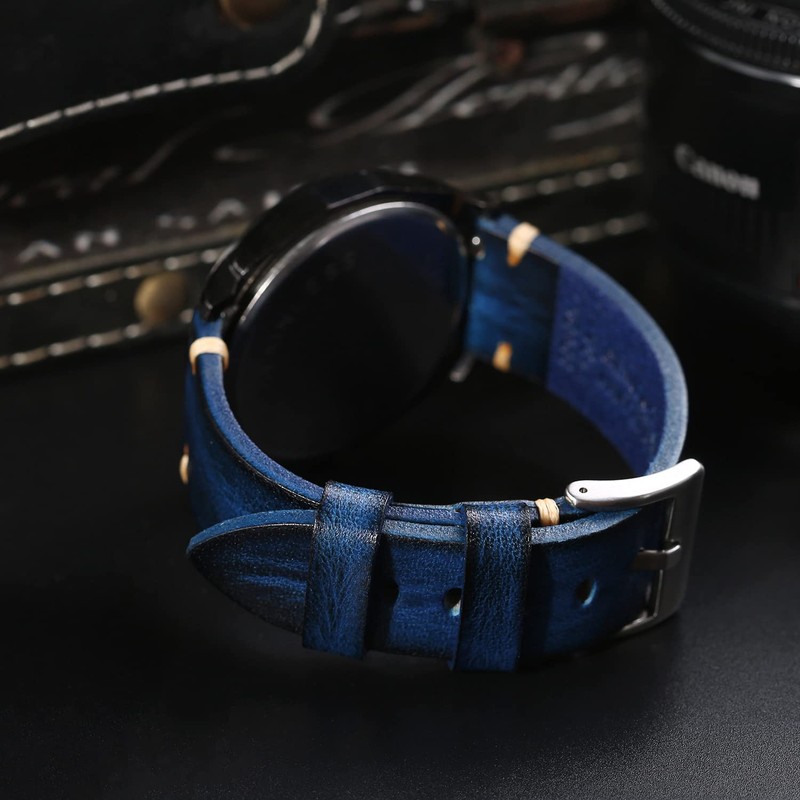 Berfine 24mm Retro Handmade Watch Band, Quick Release Vintage Leather