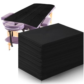 50 Pieces 31 x 70 Inches Disposable Bed Sheets Waterproof Bed Cover Massage Table Sheet Non-woven Fabric for Spa, Beauty Salon, Hotels (Black)