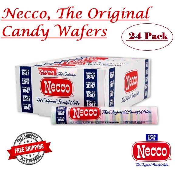 Necco, The Original Candy Wafers, 2 Ounce Rolls Limited - 24 Count Display Pack 