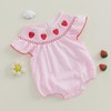 Kayotuas Newborn Baby Girls Smocked Bubble Romper Cute Embroidery Ruffle
