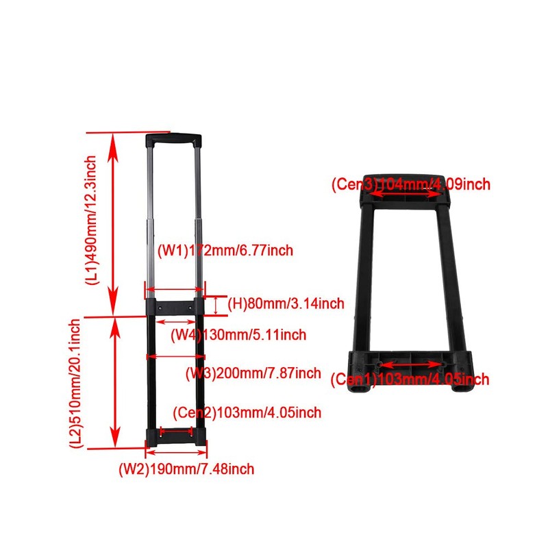 RDEXP R001 Plastic Travel Luggage Telescopic Handle 20inch Replacement Spare