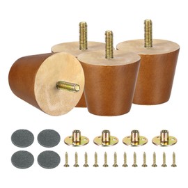 sourcing map 4Pcs Wood Furniture Legs, 1.97" Solid Wood Replacement Furniture Feet for Couch Sofa Cabinet,Light Brown