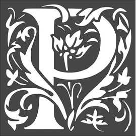 1- 8x8 inch Custom Cut Stencil, (VM-7) Initial Letter P