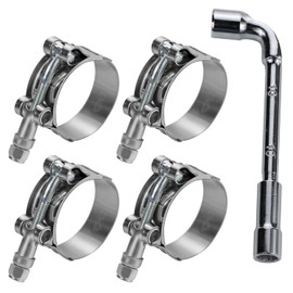PEROMI 4 Pack 1.25 Inch T Bolt Hose Clamps Working Range 40-46mm for 1.25 Inch Hose ID, Stainless Steel Turbo Intake Intercooler Clamps