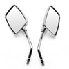 Chrome Motorcycle Mirrors, 10MM 8MM Bolt Universal Rectangular Handlebar Rear