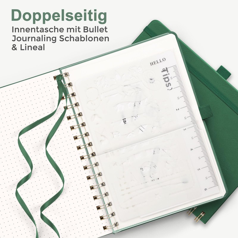 RETTACY Notebook A5 Dotted, Bullet Dot Journal with 100 g/m²
