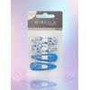 Mibella Trend Haarspangen Set, 4 Stück, Blau und Blumenmuster, Click-Clack