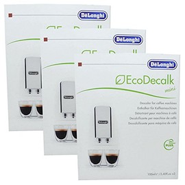 DeLonghi Eco Decalk Mini 2 x 100 ml for Fully Automatic Coffee Machines, Espresso Machines, Filter Coffee Machines, Steam Cleaning Devices and Steam Ironing Stations, Pack of 3