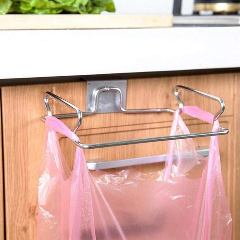 QUUPY Hanging Trash Bag Holder Stainless Steel,Large Stainless Steel Trash