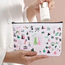 Travel Artisan 4PCS Witch Makeup Bag Merch Set-Includes Cosmetic Bag, Bookmark & Keychains -Elphaba and Glinda Witch Movie Inspired Gifts for Women Fans Lovers