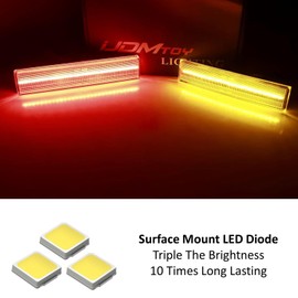iJDMTOY White/Clear Lens Amber/Red Full LED Side Marker Light Kit Compatible With Toyota 1986-1992 A70 MK3 Supra, Powered by Total 180-SMD LED, Replace OEM Sidemarker Lamps
