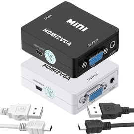 tunghey 2Pack HDMI to VGA Adapter, Mini Vga Adapter Box Steadily Convert Full HD Audio Video Below 1080P from HDMI to VGA, Support HDTV PC Laptop Monitor Computer Ma-c Projector