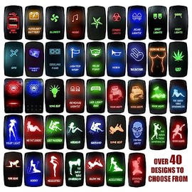 50 Caliber Racing 50 Caliber Racing Rocker Switch ON/Off LED Backlit -Rear Lights Girl- UTV, Auto, Boat 20A 12V (Red 5359A19)