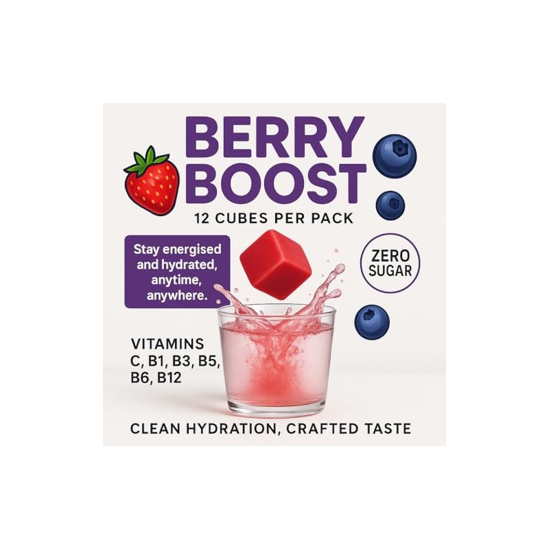 Berry Boost Flavour Cubes for Water | Zero Sugar |