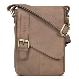 ROYALZ 'Louisiana' Leather Shoulder Bag Small for Men Leather Mini Side Pocket Vintage Look Bag for Hanging, Montana Brown