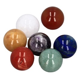 7pcs Chakra Crystal Balls Topaz Redstone Green Aventurine Lapis Lazuli White Crystal Amethyst Red Agate Colorful Chakra Balls Set