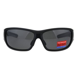 SA106 Polarized Anti-glare Warp Plastic Sport Biker Mens Sunglasses Matte Black