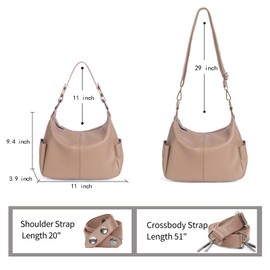 Hobo Bags for Women Real Leather Purses Beige Shoulder Bag Medium Crossbody Bags Taupe Ladies Handbags 2025 Trendy