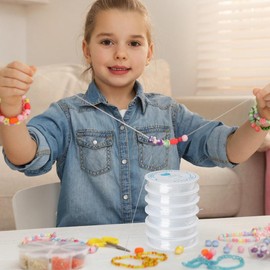 FOMGIIN Clear Elastic for Bracelet Making, 6 Strong Bracelet Elastic, Rolls Elastic Stretchy String for Bracelets, Jewellery, DIY Bracelet Making, Hanging Decorations, 0.5mm x2, 0.8mm x2, 1.0mm x2