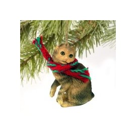 Scottish Fold Brown Tabby Cat Themed Xmas Ornament