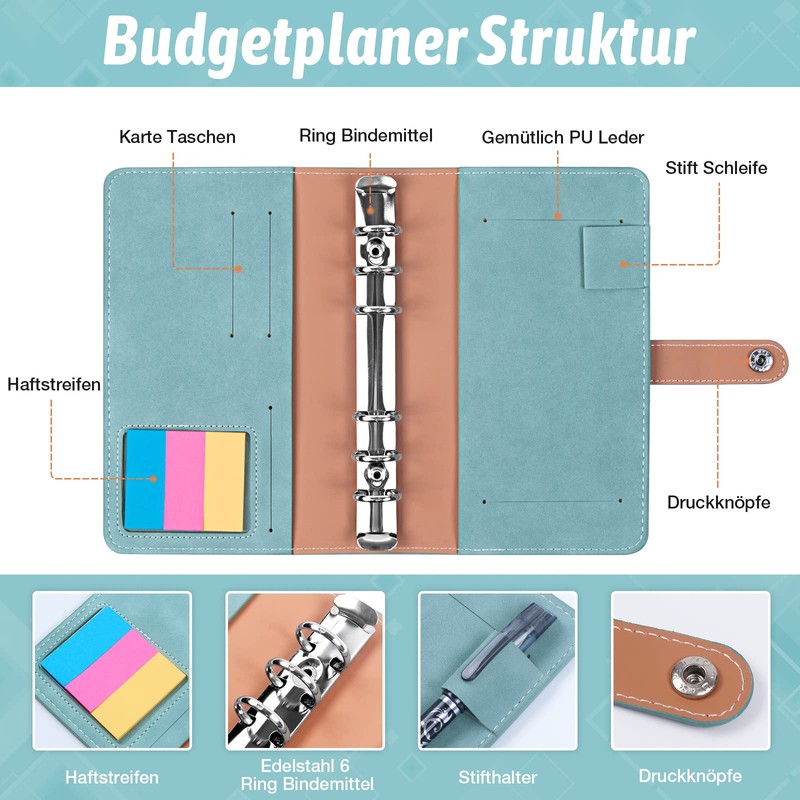 ANYUKE A6 Budget Planner, Financial Binder, Money Sleeves, Savings Book,