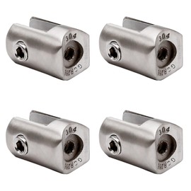 Top Hardware Stainless Steel 304 Grade Satin Brushed Glass Clamp for 1/4″or 3/8″ Glass Thickness - No-Drilling (4 Packs) (1" Round (GCR25))