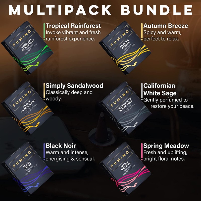Fumino Fresh Incense Cones Multipack Essentials Bundle 6 Boxes 120