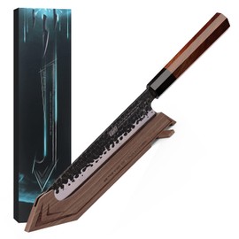 FINDKING Walnut Knife Edge Guard, Wooden Magnetic Knife Sleeve for Counter, Drawer, Knife Bag, Light, Portable Blade Sheath Cover, Suitable for 7" Japanese Kitchen Knife (Knife Not Included)