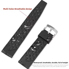 Quick Release FKM Rubber Watch Bands Tropical Style 18mm 20mm 22mm Fluororubber Waterproof Soft Breathable Durable FKM Rubber Watch Strap Universal Replacement Band Strap for Men Women