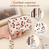 Cartera para Mujer Pequeña Bifold Compacta con Cremallera,Cereza