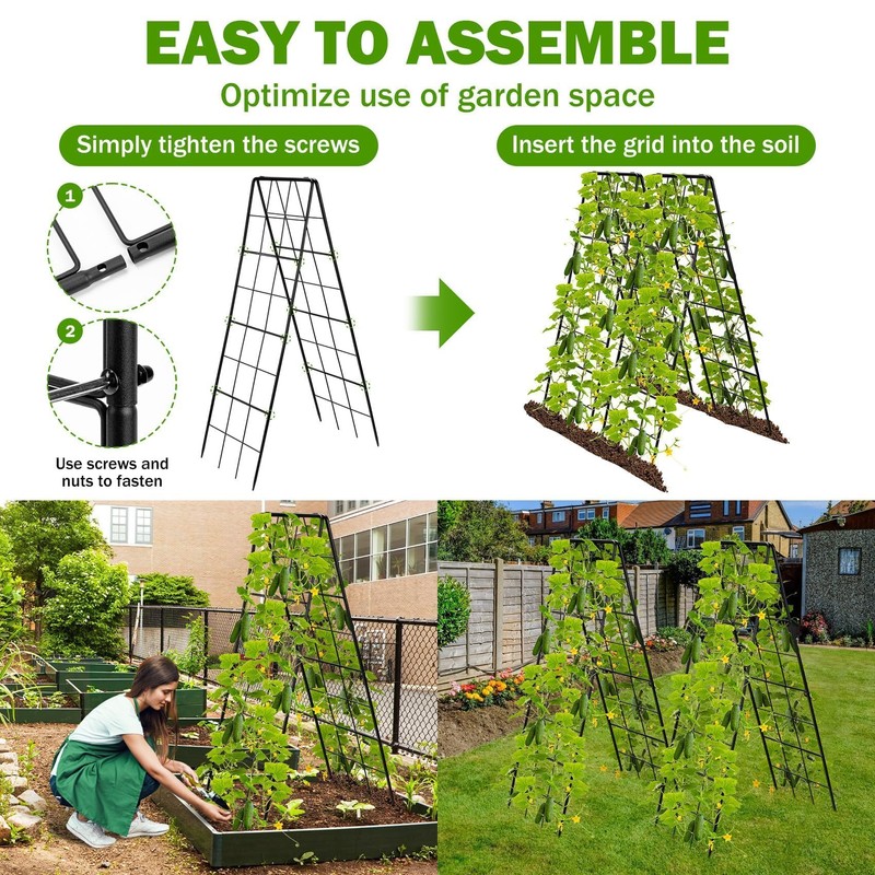 2 Pack 50" Tall A Frame Trellis for Climbing Plants