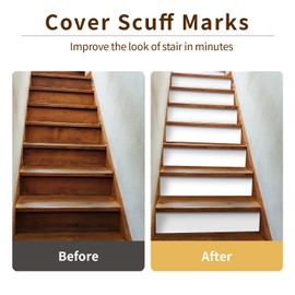 funlife 14Pcs Self-Adhesive Vinyl Stair Riser Stickers, Peel and Stick Staircase Decal Contact Paper, 39.37"x7.09" Pure Plain White