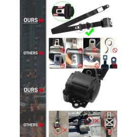 MGT 2x Retractable 3 Point Safety Seat Belt Straps Car Vehicle Adjustable Belt Kit
