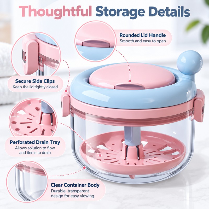 Rotating Retainer Case for Oral Appliance Storage – Drainable Ventilated