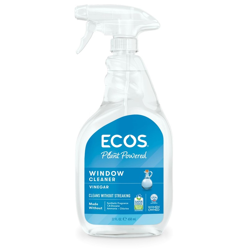 Earth Friendly Products ECOS Window Cleaner with Vinegar, 22-Ounce, (Pack